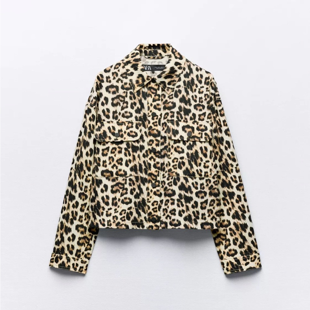 Leopard Print Linen Blend Overshirt